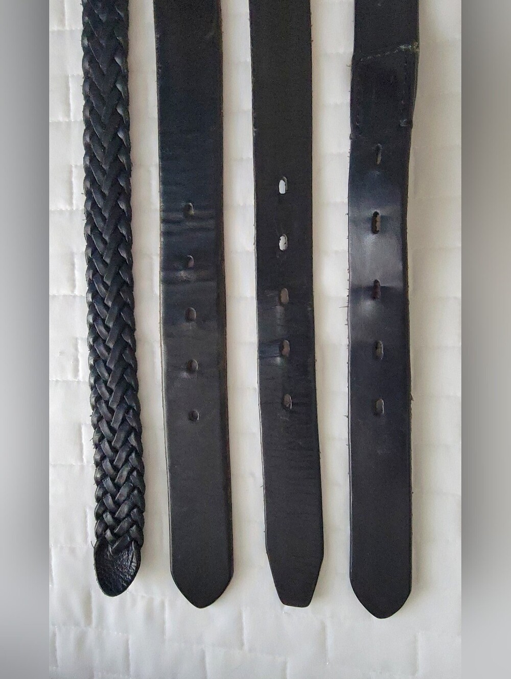 4 Men's Black Leather Belts, Fits 32-36"
